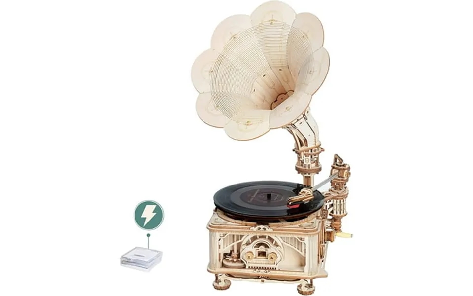 Rokr 3d Wooden Puzzle Automatic Gramophone Model Kits Electric Mode Self-assembly Record Player Support 7 10 Vinyl Premi