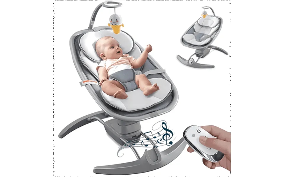 Ronbei Baby Swing For Infants Portable Swing With Music Playing Unisex Baby Bouncer Baby Swing For Home Travel Dark Gray