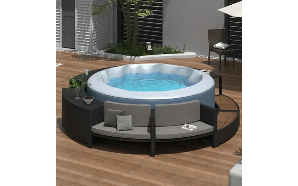 Round Spa Surround Furniture For Hot Tub 112 Dia Hot Tub Accessories Patio Spa Frame Rattan Sectional Sofa For Outdoor S