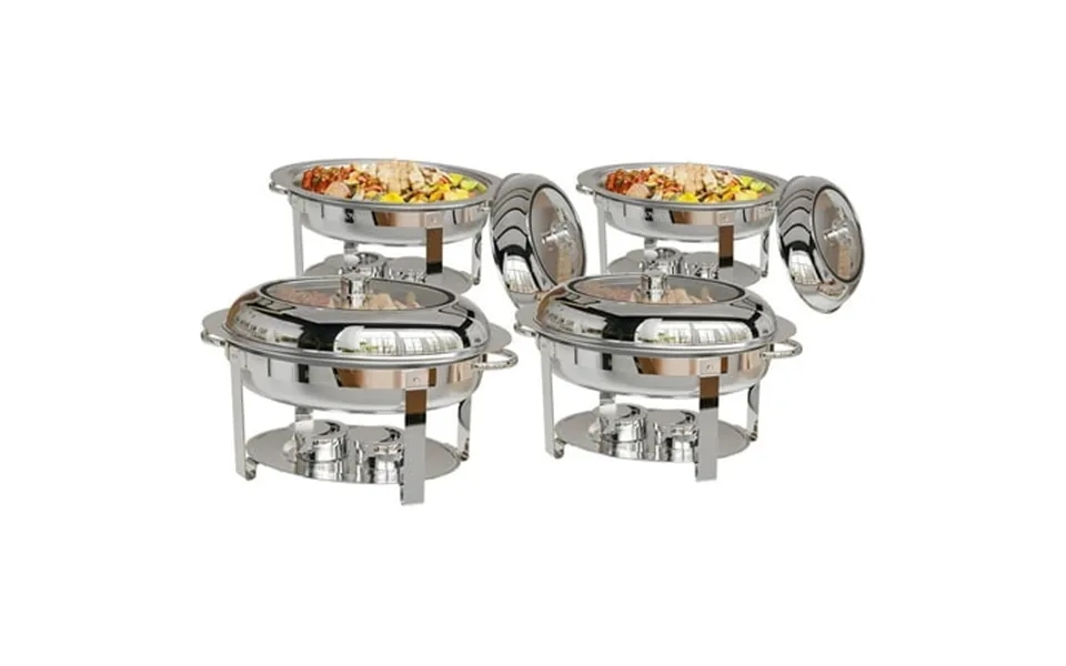 Rovsun 8 Pack Oval Chafing Dish For Buffet 6qt Stainless Steel Chafing Dish Buffet Set With Glass Lid Chafers And Buffet