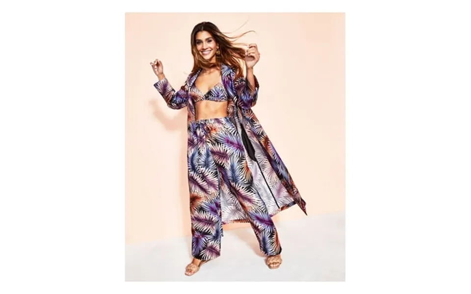 Royalty Womens Black Open Front Pocketed Notch Lapel Printed Robe Jacket Xl