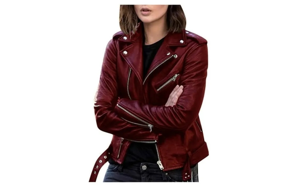 Rqyyd Jacket For Women S Faux Leather Motorcycle Cool Cropped Coat Fashion Fall Long Sleeve Zipper Slim Fitted Short Coa