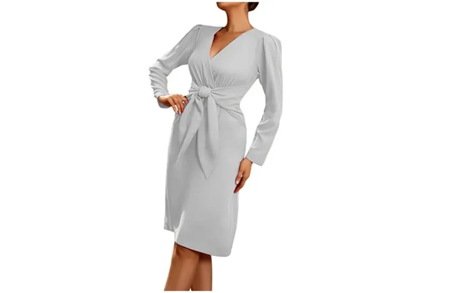 Rqyyd Women S Fall Winter Dresses Long Sleeve V Neck Wrap Mini Dress Tie Kont Zipper Back Bodycon Dress