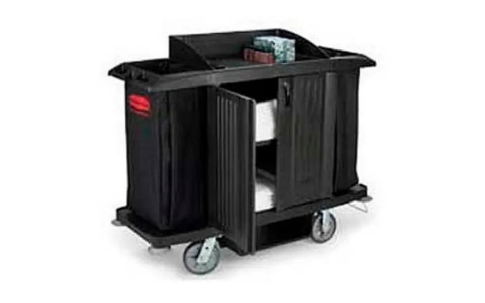 Rubbermaid Commercial Products Full Size Housekeeping Cart With Doors 6191 - Black