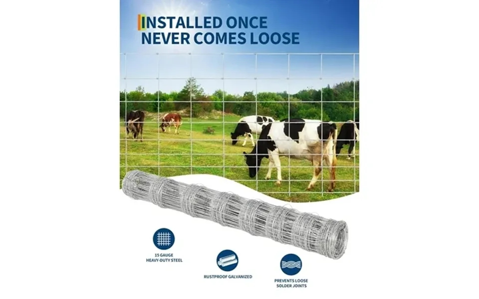 Rugerasy Cattle Fence 5ft X 328ft Galvanized After Welding Chicken Wire Fence Roll For Raised Garden Beds Plant Supports