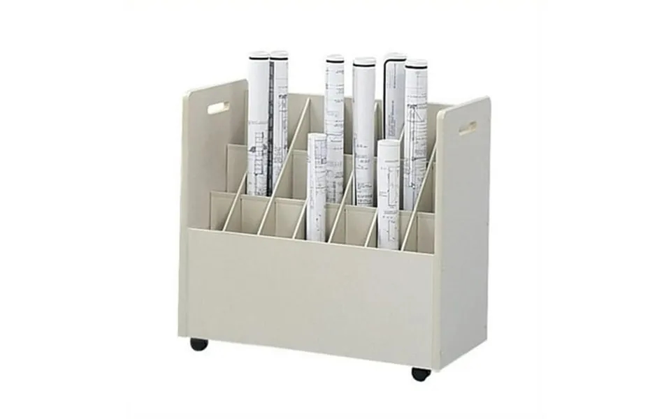 Safco 21 Compartment Mobile Wood Roll Files Organizer In Putty