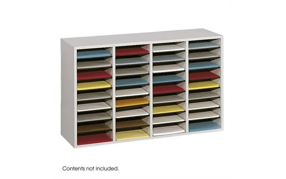 Safco Grey 36 Compartment Wood Adjustable File Organizer