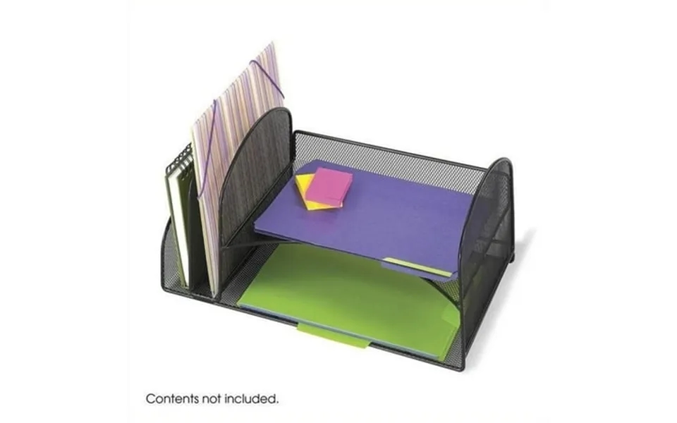 Safco Onyx Black Mesh Desk Organizer With 2 Horizontal And 2 Upright Sections