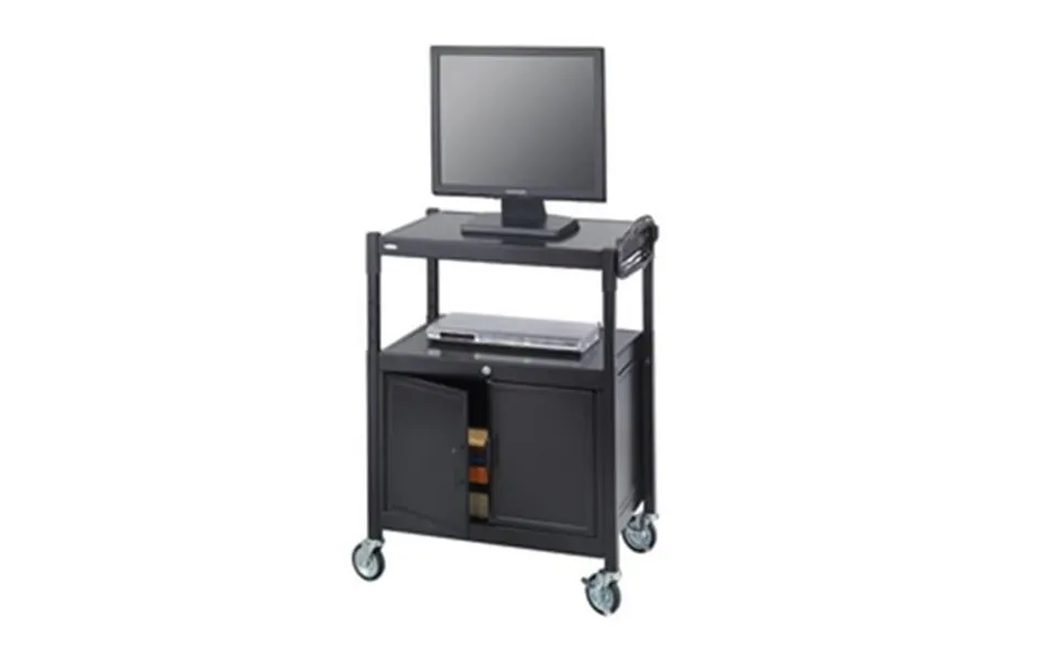 Safco Steel Adjustable Av Cart With Cabinet In Black