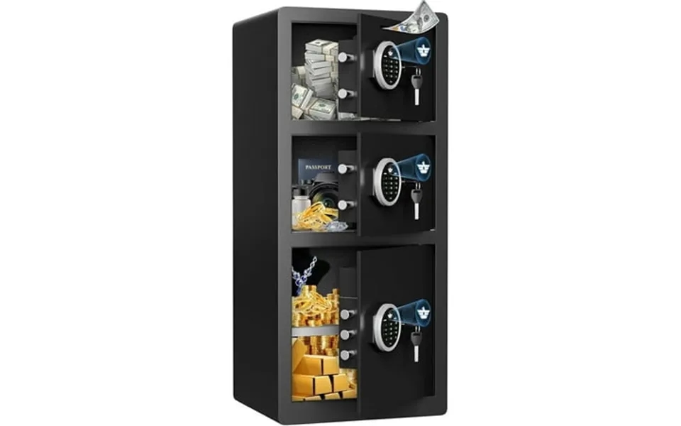 Safe 8.0 Cu Ft Extra Large Home Safe Box Fireproof Waterproof With Triple Door Digital Safe With Deposit Slot Key Hook &