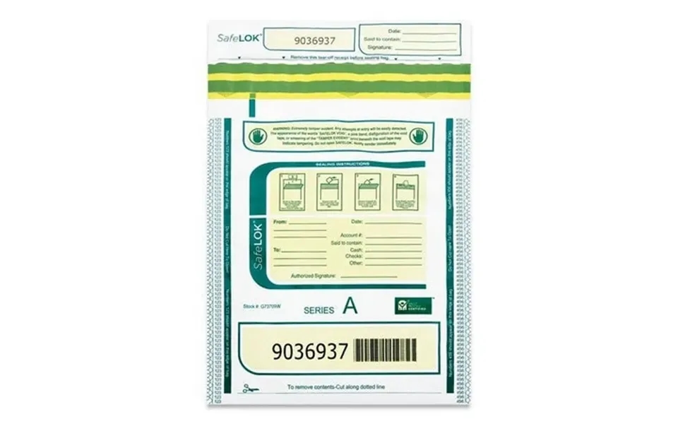 Safelok Deposit Bag 9 X 12 2 Mil Thick Plastic White Gray 100 Pack