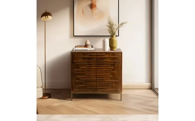 Sagebrook Home Modern Neutral 30 Midcentury Slat 2 Door Cabinet Mango Brown Rectangle - 30 X 15 X 30 product image