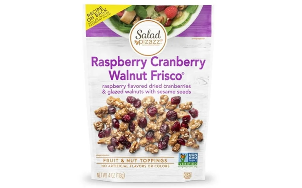 Salad Pizazz Raspberry Cranberry Walnut Frisco Fruit & Nut Topping 4 Oz Resealable Bag