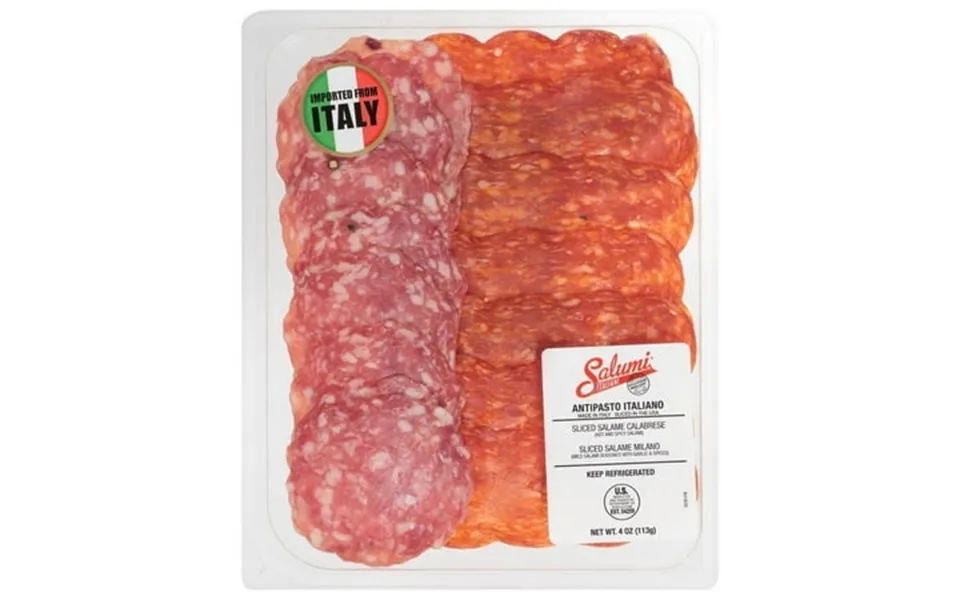 Salumi Italiani Antipasto Italiano Salami Sliced Calabrese & Milano 4oz 10 Pack