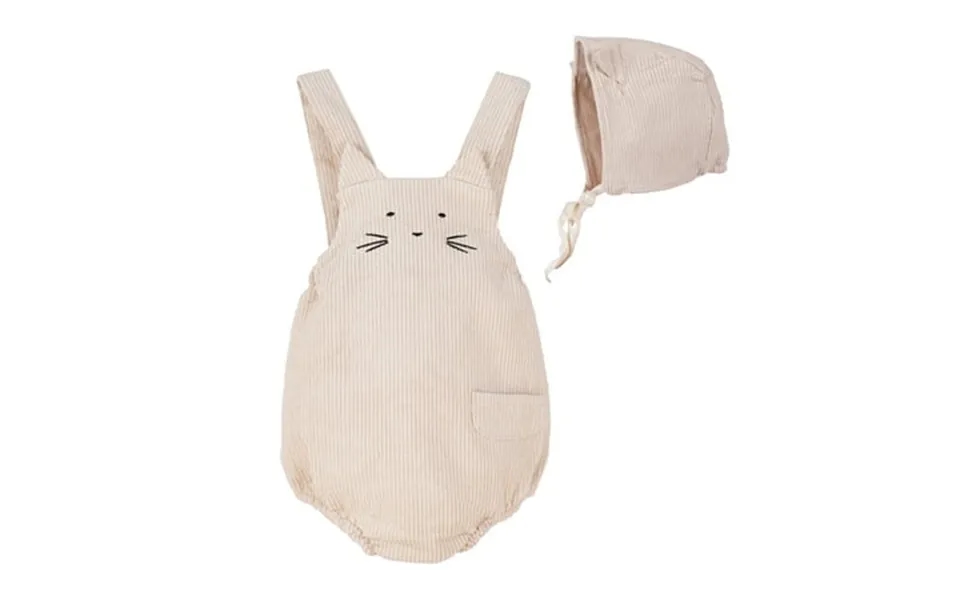 Salute Baby Girls Sleeveless Corduroy Overall Bodysuit Matching Baby Hat Sets Cat Overalls Casual Clothing Outfit Set Be