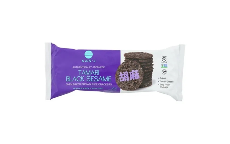 San J Brown Rice Crackers Black Sesame 3.7 Oz