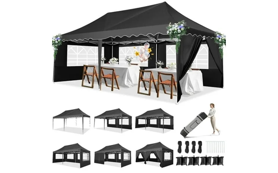 Sanopy 10 X 20 Pop Up Canopy Tent Commercial Heavy Duty Canopy With 6 Removable Side Walls Portable Shelter For Patio Pi