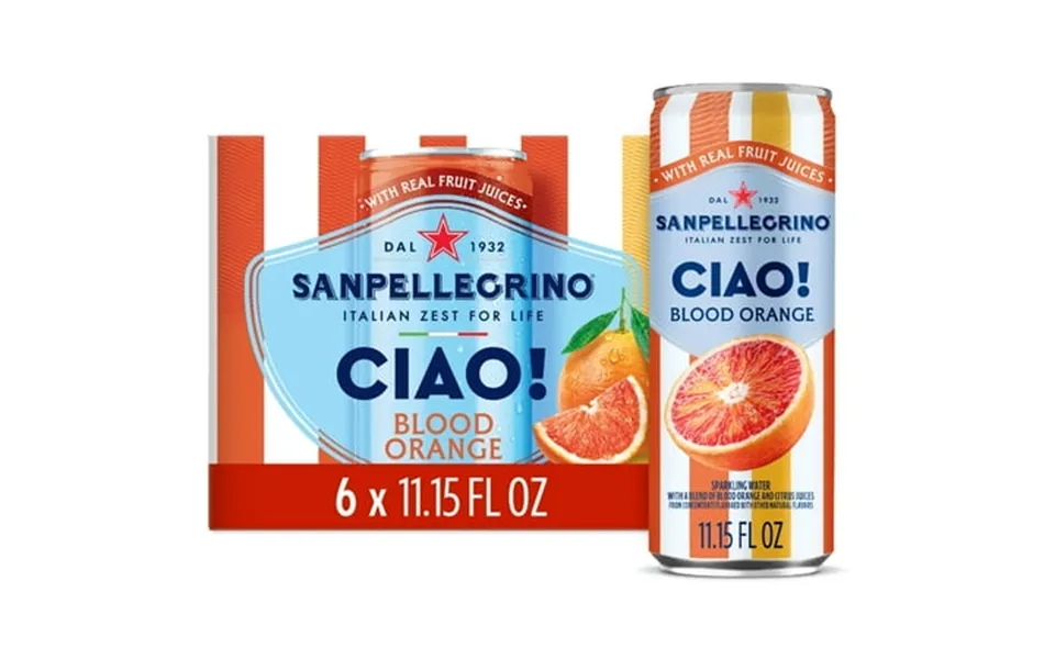 Sanpellegrino Ciao Blood Orange Sparkling Flavored Water With Real Fruit Juices 6 Pack