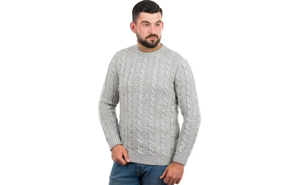 Saol Aran Sweater Men S Wool Blend Knit Pullover Fisherman Traditional Jumper From Ireland
