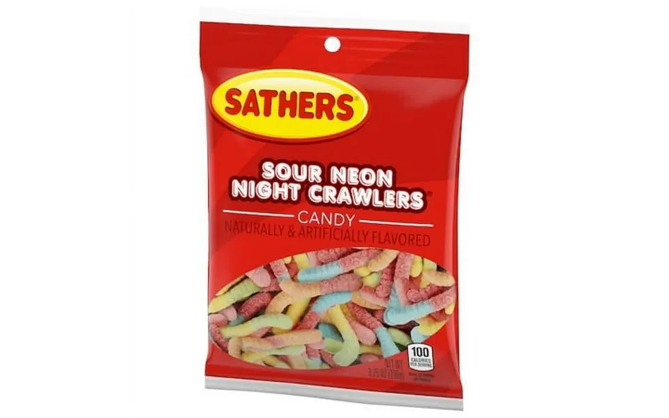 Sathers 2 2 Sour Neon Night Crawlers Candy 12 Count - 3.75 Oz