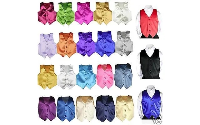 Satin Vest Only Baby Toddler Kid Teen Formal Party Boy Suit Tuxedo 23 Color 8-20 product image