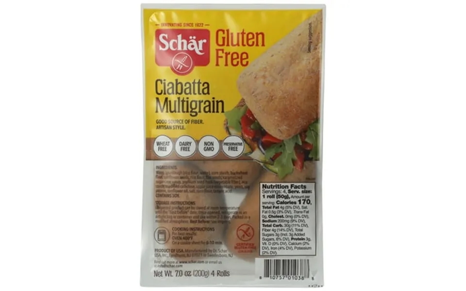 Schär Artisan Style Multi Grain Ciabatta 4 Ct 7 Oz