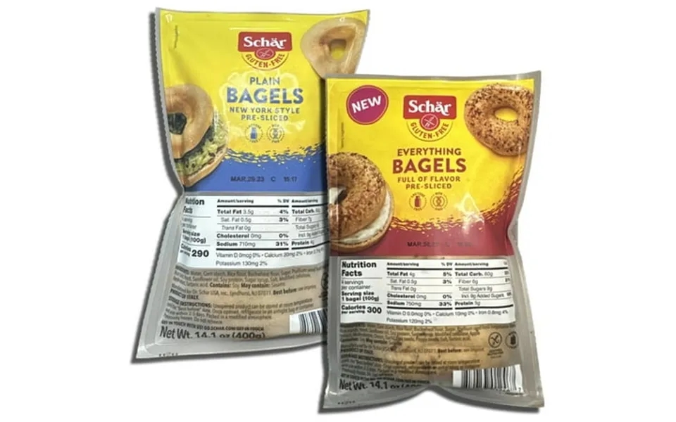 Schar Gluten Free Bagels 2 Flavor Combo Plain And Everything Value Pack Total Of 8 Bagels