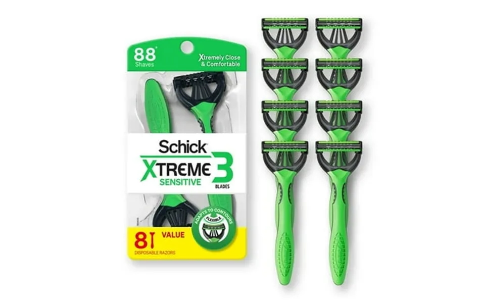 Schick Xtreme 3 Blade Disposable Razors For Men 8 Ct Men S Sensitive Skin Manual Disposable Razors - 4 Pack
