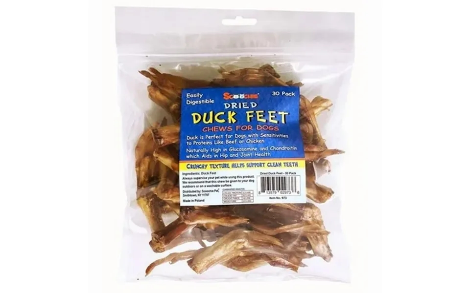 Scoochie Pet Products 287 Dried Duck Feet Treats For Dogs - Large