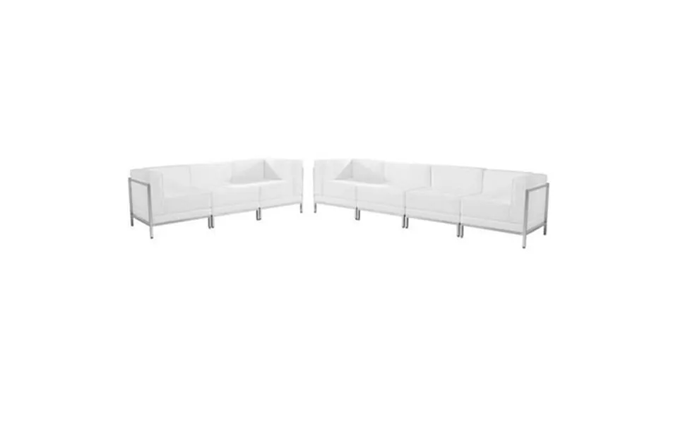 Scranton & Co 5 Piece Leather Reception Sofa Set In White