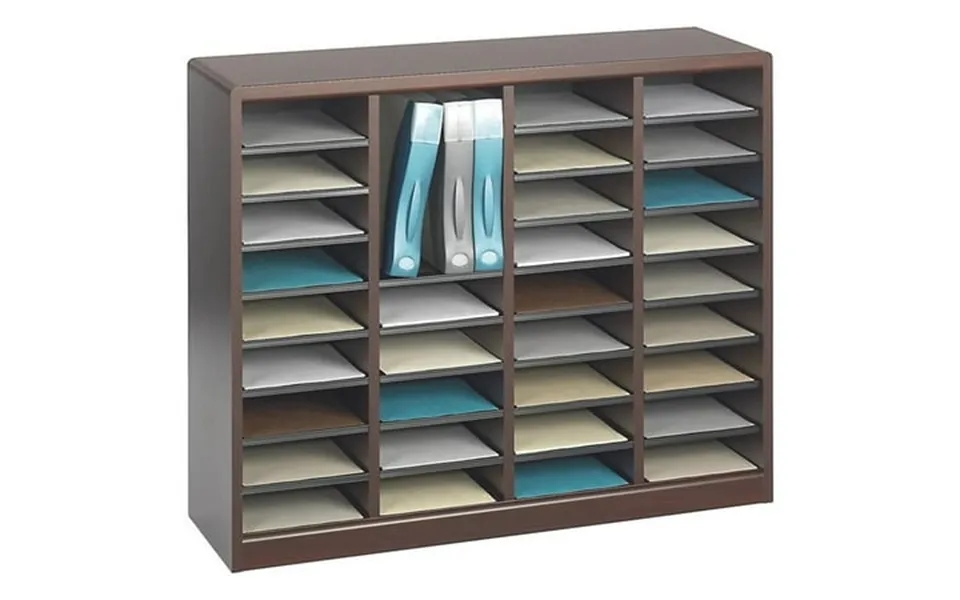Scranton & Co Mahogany Wood Mail Organizer - 36 Compartments