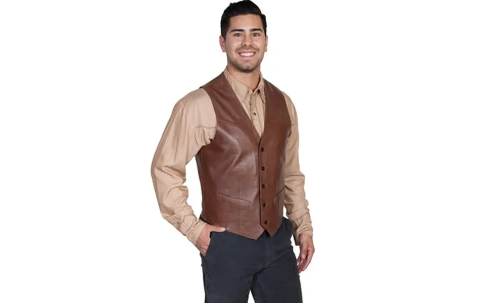 Scully Leather Mens Western Lambskin Button Front Vest Chocolate 44