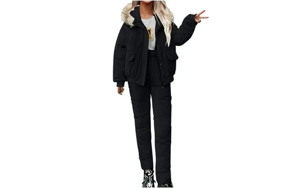 Scyoekwg Two Piece Sets For Women Fall Winter Warm Sweatsuit Zipper Hooded Long Sleeve Coats Elastic Waist Jogger Pants