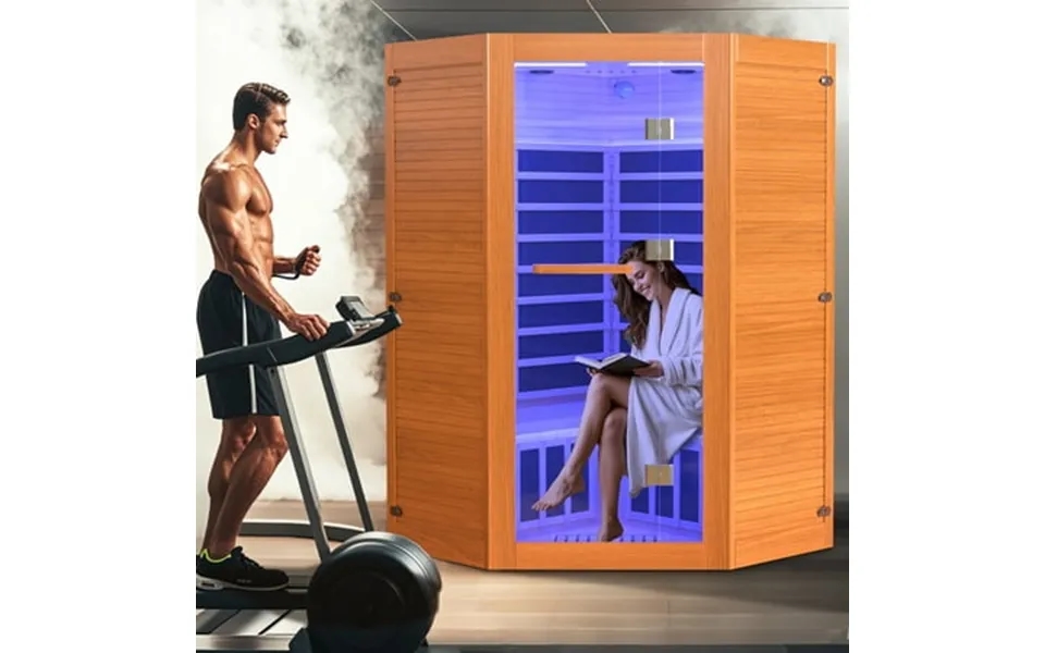 Segmart 2-3 Person Home Sauna Far Infrared Sauna 2100w Low Emf Infrared Hemlock Wood Sauna With Tablet Stand Cup Holder
