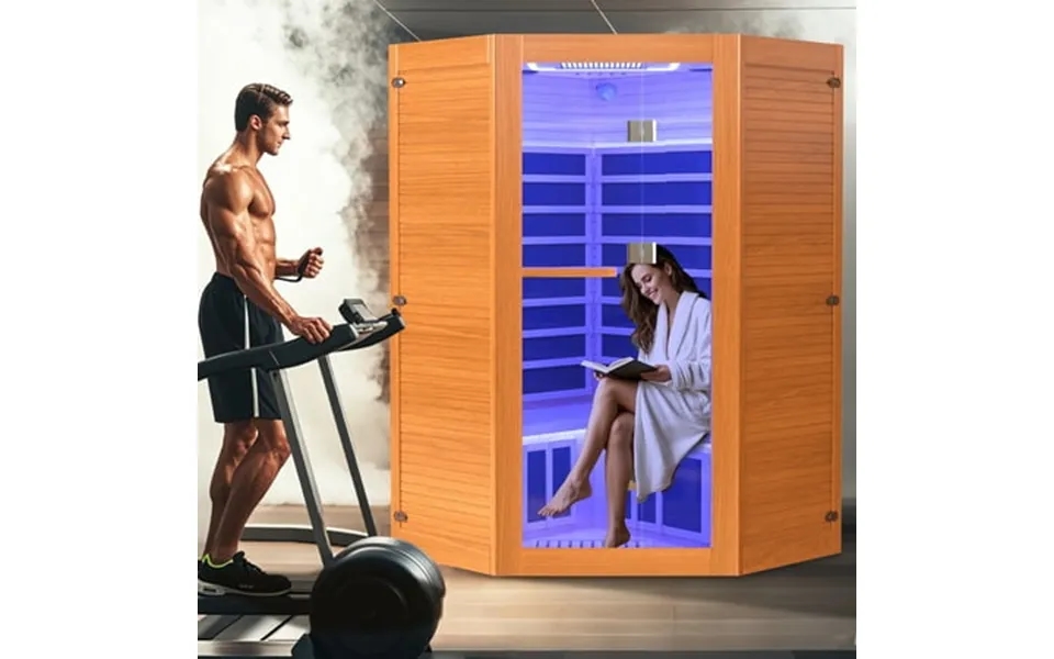 Segmart 2-3 Person Home Sauna Far Infrared Sauna 2180w Low Emf Infrared Hemlock Wood Sauna With Tablet Stand Cup Holder