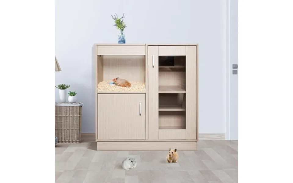 Segmart 34 H Large Wooden Hamster Cage Indoor Outdoor 4-tier Small Animal House Guinea Pig Cages W Storage Cabinet For R