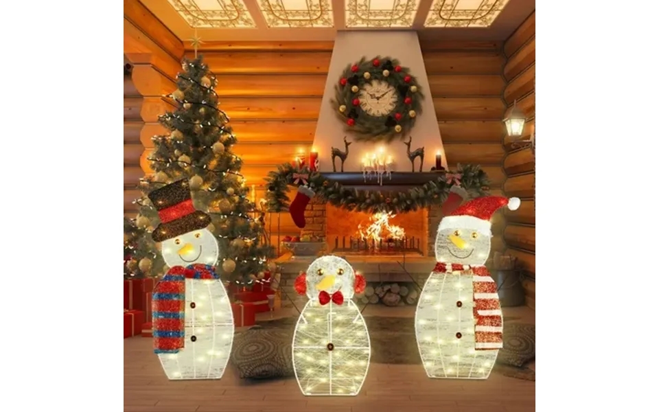 Segmart 3piece Snowman Family Christmas Decorations With Led Lights 30 Inch Pre-lit Holiday Yard Decor For Lawn Garden I