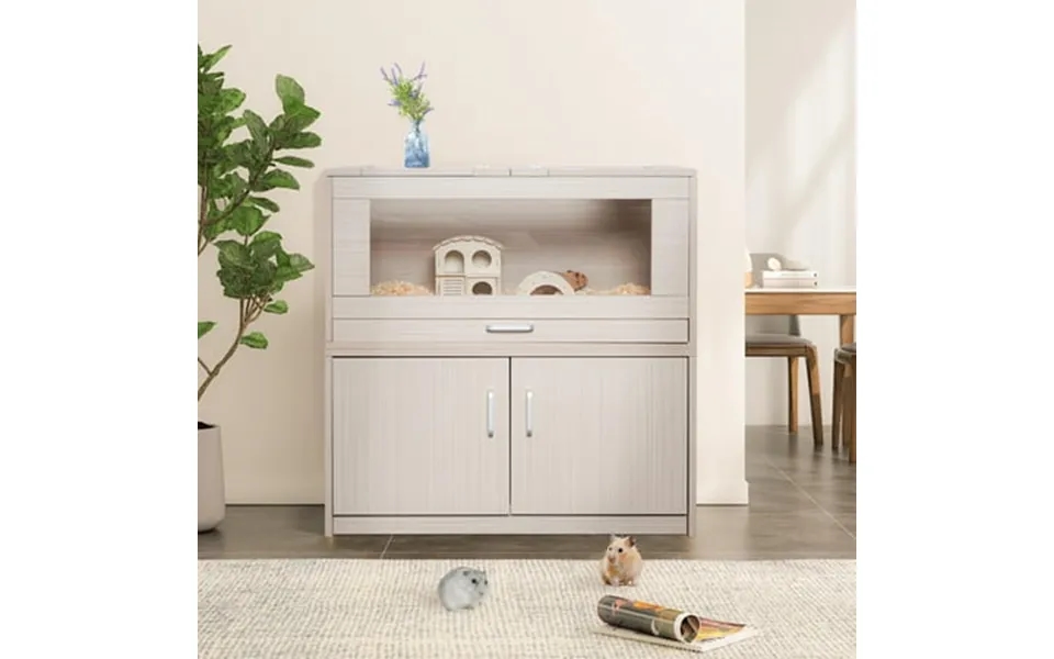 Segmart Furniture-style Hamster Cage Deluxe Wooden Storage Cabinet Small Animal Cage For Large Size Rat Gerbil Guinea Pi