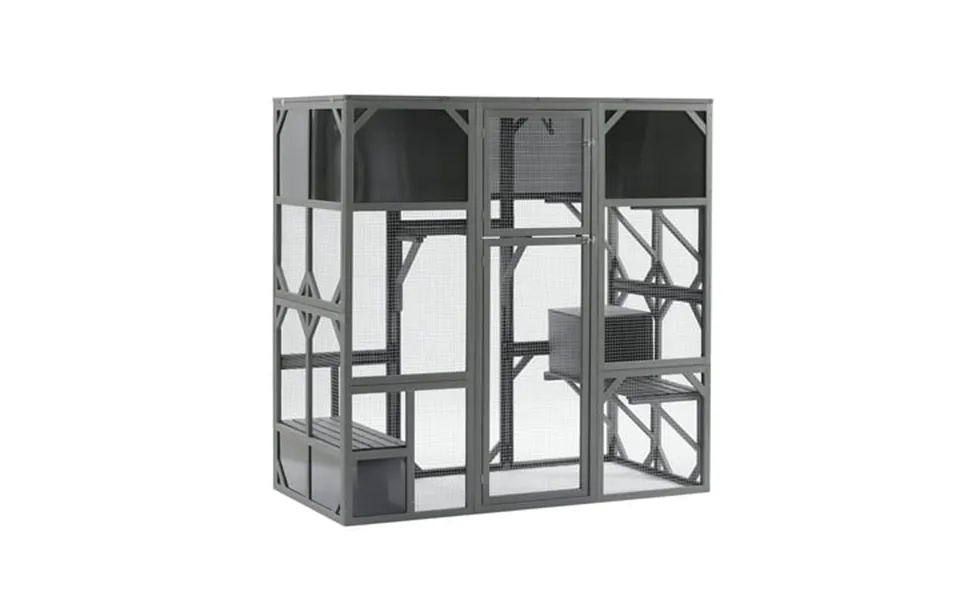 Segmart Grey Cat House Large Walk-in Weatherproof Uv Proof Wooden Cat Enclosure Large For Multiple Cats Upgrade Luxury C