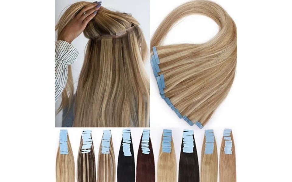 Sego 20 Pcs Tape In Hair Extensions 100% Real Remy Human Hair Double Side Skin Tape Straight Silky Hair Clearance Black