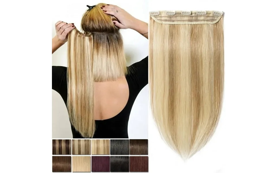 Sego Blonde Clip In Human Hair Extensions Balayage One Piece Soft Straight 3 4 Full Head Hair Pieces For Women