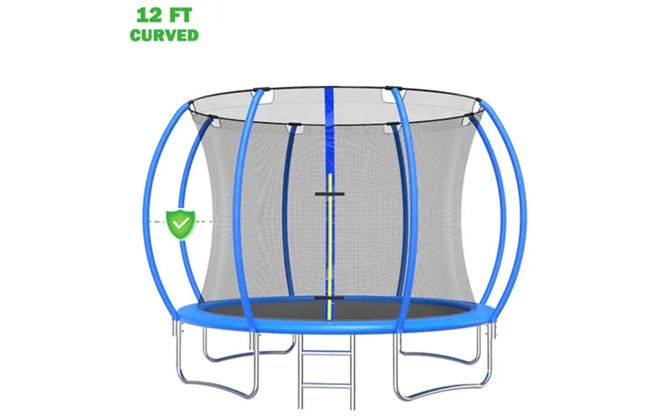 Seizeen 12ft Trampoline For Adults & Kids Upgraded Curved Poles Trampoline W Enclosure Net Ladder Thickened Spring Pad O