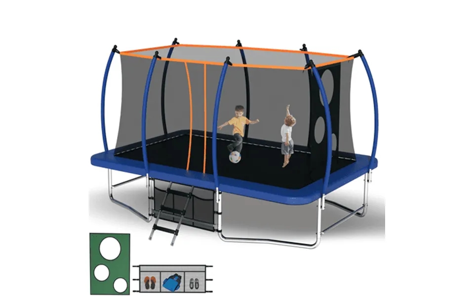Seizeen 2200lbs Kids Trampoline 8 X 14ft Rectangle Trampoline For Outdoor Lawn Upgraded Curved Poles Trampoline W Soccer