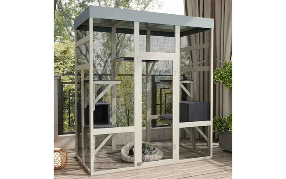 Seizeen Catio Cat House For Outdoor Indoor Wooden Cat Enclosure With Resting Box Platforms 3-tier Cat Cage Kitty House F