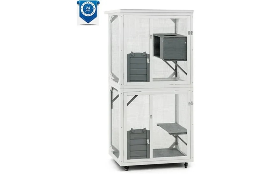 Seizeen Catio Enclosure For Cats 71 H Outdoor Cat House On Wheels For Kitty Indoor Use Wooden Cat Cage Free Standing Wit