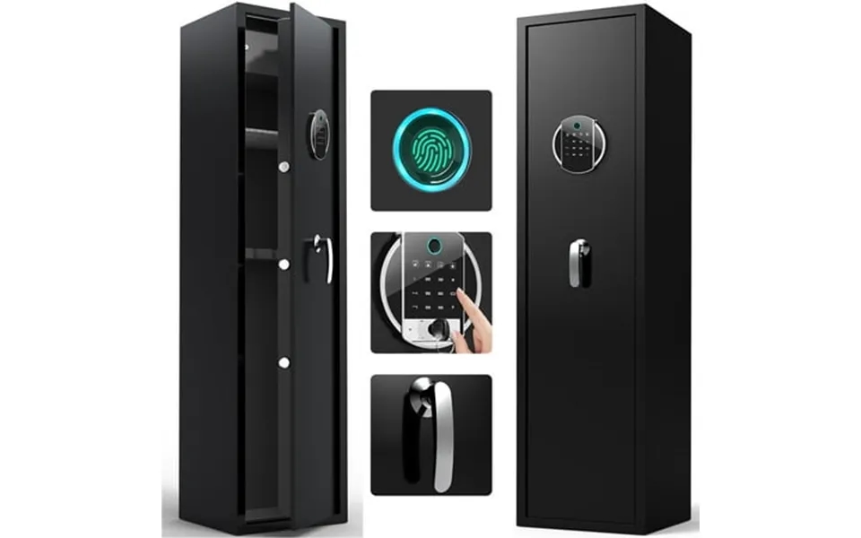 Seizeen Electronic Fingerprint Gun Safe 5-gun Capacity Black Includes 3 Pistol Bags