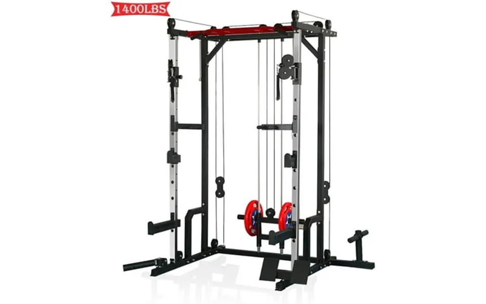 Seizeen Power Cage 1400lbs Squat Rack With Cable Crossover System Home Gym Equipment Multi-function Smith Machine With L