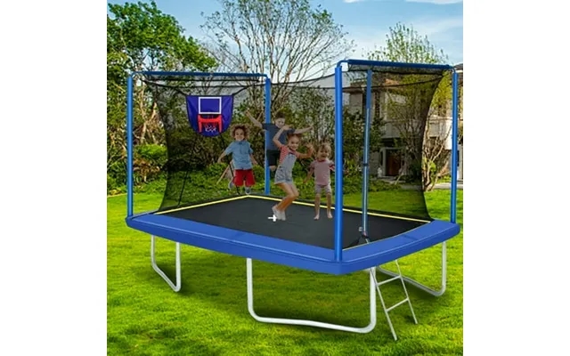 Seizeen Rectangular Trampoline For Kids 8x12ft Outdoor Trampoline With Enclosure 2-in-1 Basketball Trampoline With Hoop product image