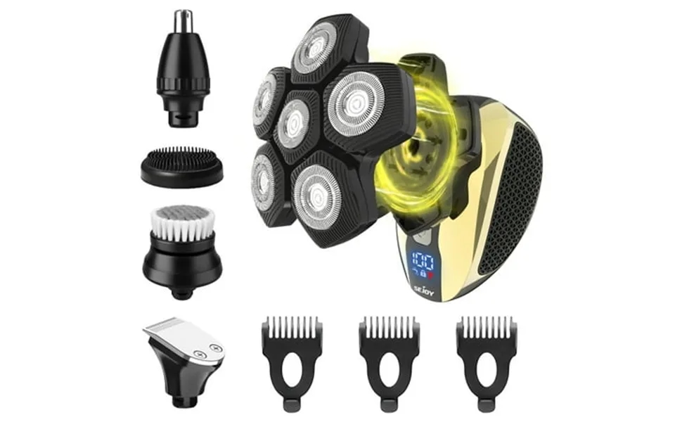 Sejoy 6d Head Shavers For Bald Men Anti-pinch Electric Razor For Men 5-in-1 Waterproof And Rechargeable Grooming Kit For