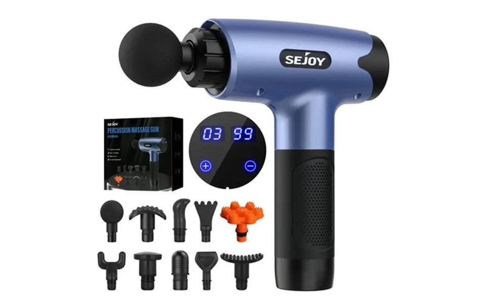 Sejoy Deep Tissue Muscle Massager Body Muscle Massage Gun For Pain Relief 30 Speed 10 Massage Heads Blue